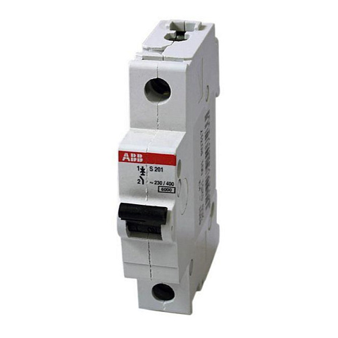 Выключатель автоматический модульный на DIN-рейку, ABB, S201 C10, 1 полюс, 10, 6 кА, С, AC/DC, 400 В, 2CDS251001R0104