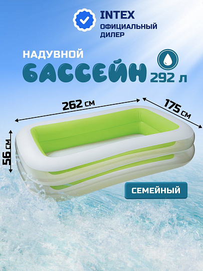 Бассейн надувной Intex, 262х175х56 см, Семейный, 56483NP, 770 л, в ассортименте