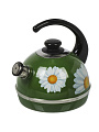 Чайник сталь, эмалированное покрытие, 3.5 л, со свистком, ручка консольная, Рубин, Ромашки, зеленый, T04/35/07/14 - фото 6