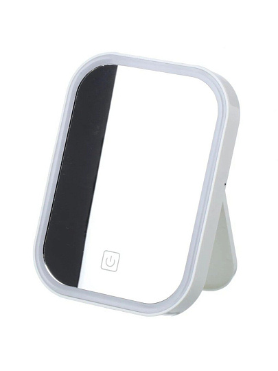 Зеркало настольное, 18х13.5 см, прямоугольное, подсветка, белое, A070018