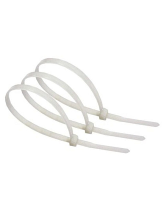 Хомут стяжной кабельный, 3.6х200 мм, нейлон, 100 шт, белый