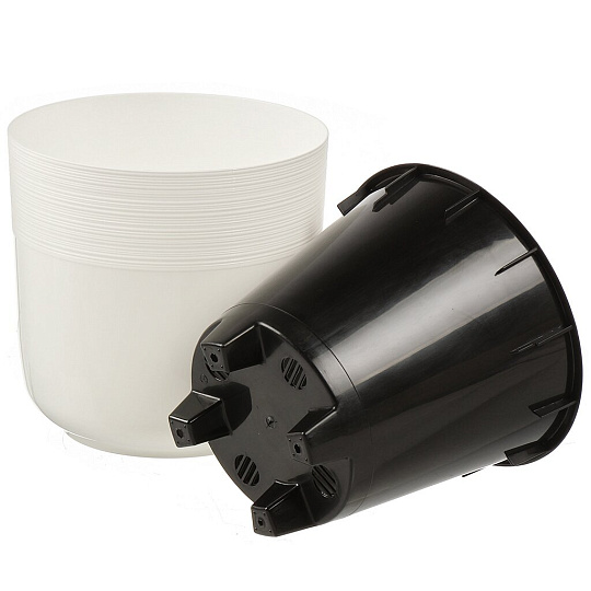 Горшок для цветов пластик, 2.7 л, 16х16х16 см, с вставкой, белый, IDIland, Nature, 231601529/00