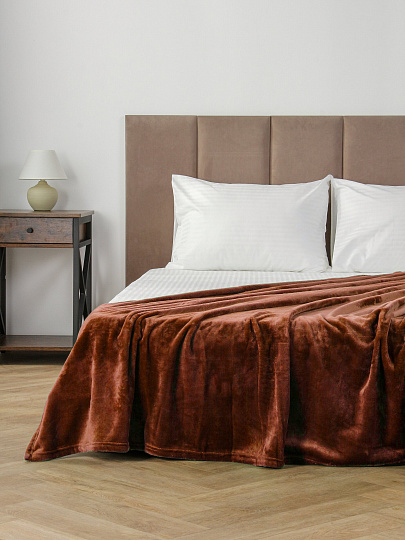 Плед 1.5-спальный, 150х200 см, велсофт, 100% полиэстер, Silvano, Шоколад, ST-351