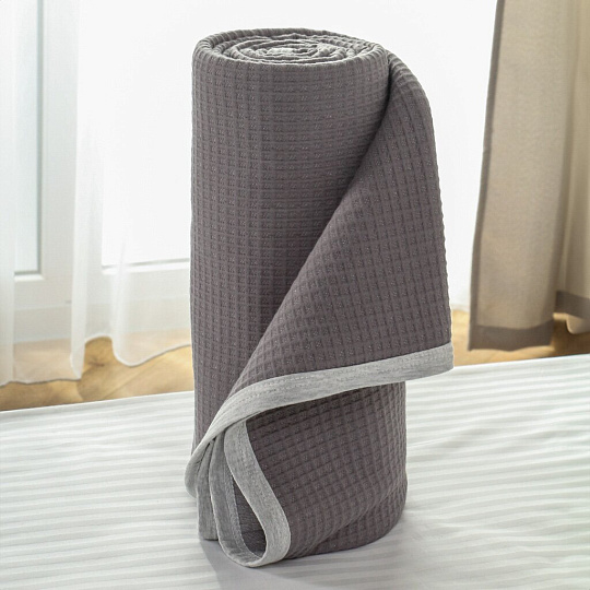 Плед евро, 200х230 см, 100% хлопок, Silvano, Палермо, серо-белый, A120045