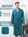 Халат унисекс, вафельный, 100% хлопок, изумруд, М, 48-50, Silvano