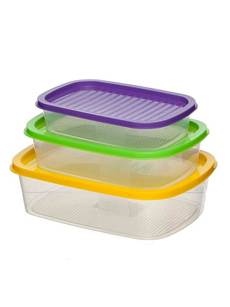 Контейнер пищевой пластик, 0.5, 1, 1.6 л, 3 шт, в ассортименте, прямоугольный, 0.5, 1, 1.6 л, Sparkplast, BioFresh, IS10707