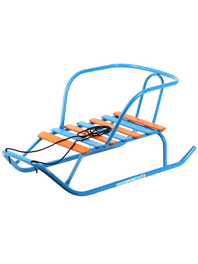 Санки Ветерок, В1/Г2, без рисунка, металлическая спинка, голубые, Nika