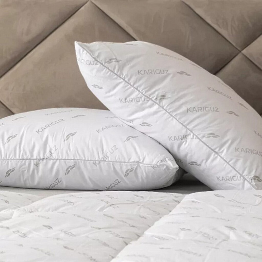 Подушка 68 х 68 см, 80% пух, 20% перо, Облепиха, чехол 100% хлопок, кант, средняя, Kariguz, МПО10-5