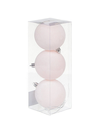 Елочный шар 3 шт, светло-розовый, 8 см, флок, SYQE-012280BP