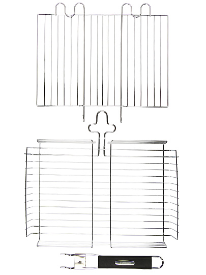 Решетка барбекю 400х280х60 мм, Гурман, хром, нержавеющая сталь, рукоятка резина, 11100002-1(40-28)