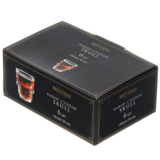 Стопка стекло, 50 мл, 6 шт, Briverre, Череп, BR2013