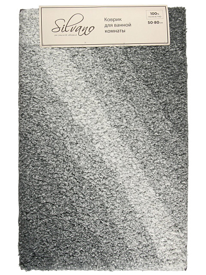 Коврик для ванной микрофибра, 0.5Х0.8 м, серо-синие полосы, Silvano, Лиона