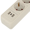 Сетевой фильтр 5 гн, 3 м, 3х1 мм², с/з, 16 А, +2USB +TYPE C 2.0, 3,5 кВт, сер, Jett, 171-603 - фото 3