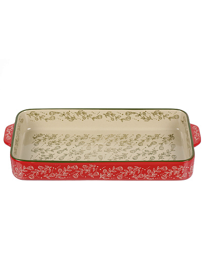 Форма для запекания керамика, 43х20х8.5 см, прямоугольная, Ветви на красном, B010431