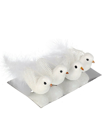 Набор елочных украшений Птицы, 4 шт, белый, пластик, Y4-8466