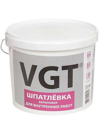 Шпатлевка VGT, акриловая, для внутренних работ, 7.5 кг
