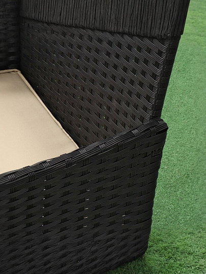 Мебель садовая Green Days, Эльмира, черная, стол, 190х90х75 см, 6 кресел, подушка бежевая, 120 кг, J-2022