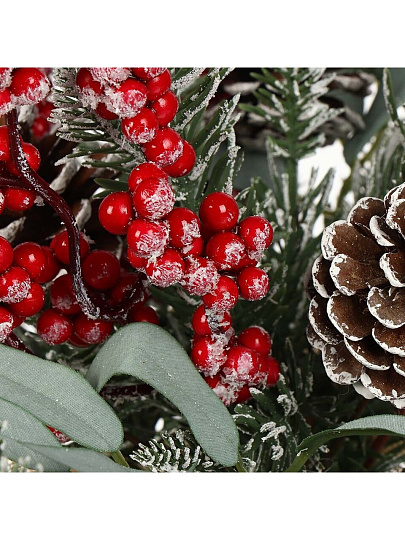 Композиция новогодняя настольная 27 см, с ягодами и шишками, SYSPS -0823119