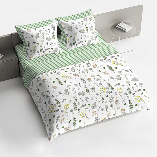 Постельное белье 1.5-спальное, простыня 150х215 см, 2 наволочки 70х70 см, пододеяльник 145х215 см, Bravo, поплин, Лоран 4486-1+4486а-1