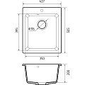 Мойка кухонная врезная, GranFest, Practik, искусственный мрамор, 505х427 мм, + сифон, песочная, GF-P-505 - фото 3