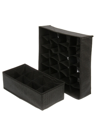 Набор кофров д/хранен, 4 шт (32*16*10-2; 32*32*10-2), черн клетка, A190053