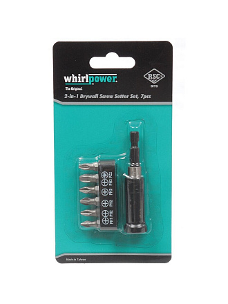 Набор бит для больших нагрузок, Whirlpower, Ph, Pz, 70 мм, 7 шт, блистер