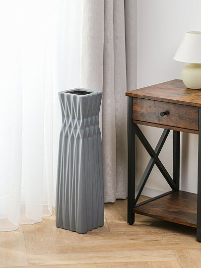 Ваза для сухоцветов керамика, напольная, 60 см, Геометрия, Y3-1305, серая