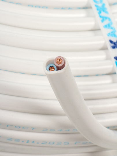 Провод ПУГНП, 2х4 мм², 100 м, медь, ПуГВВ/ПБППГ/ПУГНП/ПБГВВ, ГОСТ, белый, ККЗ