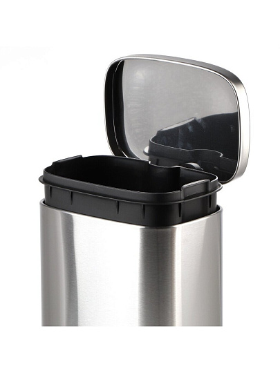 Ведро для мусора пластик, металл, 5 л, квадратное, микролифт, педаль, хром, Delphinium, FTC2122, 101216