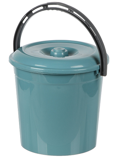 Ведро пластик, 10 л, с крышкой, бирюзово-синее, хозяйственное, Violet, 021055