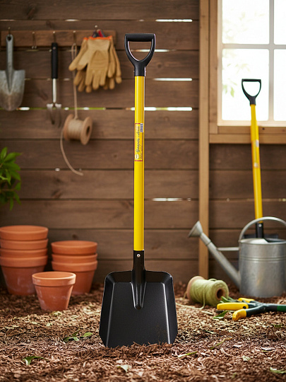 Лопата совковая, сталь, 1.5х220х330х1170 мм, черенок металлический, с рукояткой, Инструм-Агро, 030226