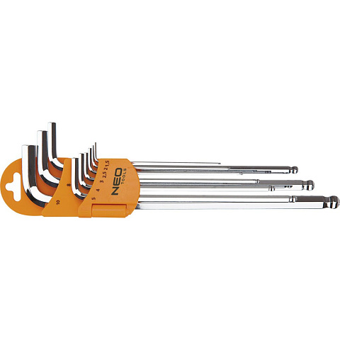Ключи шестигранные, 1.5-10 мм, набор 9 шт, NEO Tools, 09-515