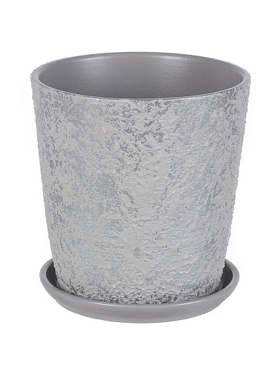 Горшок керамика, 2.6 л, 18х18.5 см, серый, Лава №4, 010334