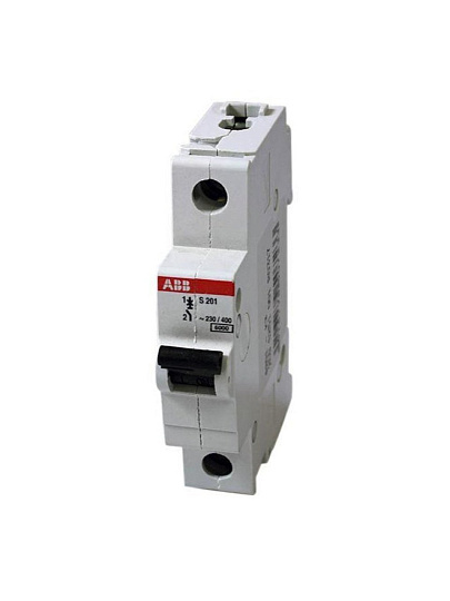 Выключатель автоматический модульный на DIN-рейку, ABB, S201 C10, 1 полюс, 10 А, 6 кА, С, AC/DC, 400 В, 2CDS251001R0104