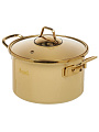 Кастрюля эмалированная сталь, 4 л, крышка стекло, ручки золото, RasheL, Gold, R-07720, кремовая, индукция - фото 2