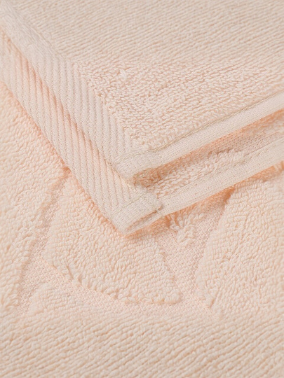 Полотенце банное 70х140 см, 100% хлопок, 450 г/м2, жаккард, Листья 5561, Авангард, миндальный крем, 291, Россия, С81-ЮА