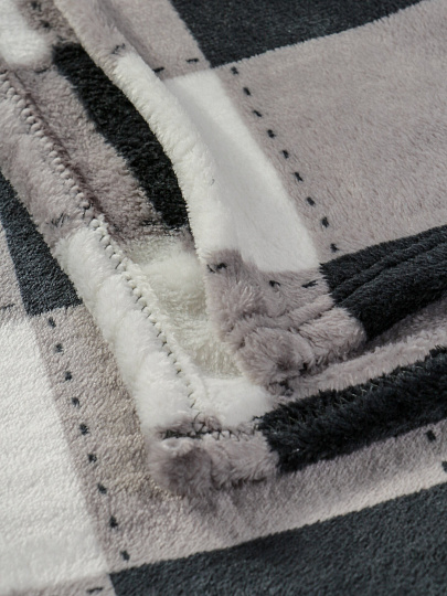 Плед евро, 200х220 см, велсофт, 100%пэ, Silvano, Клетка, бел-черн, ST-204