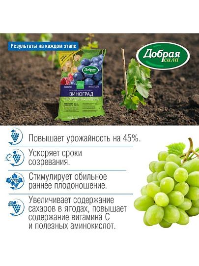 Удобрение Виноград-Смородина-Малина, сухое, порошок, 2 кг, Добрая сила