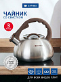 Чайник нержавеющая сталь, 3 л, со свистком, матовый, Daniks, Emerald, индукция, коричневый, DSC-8804