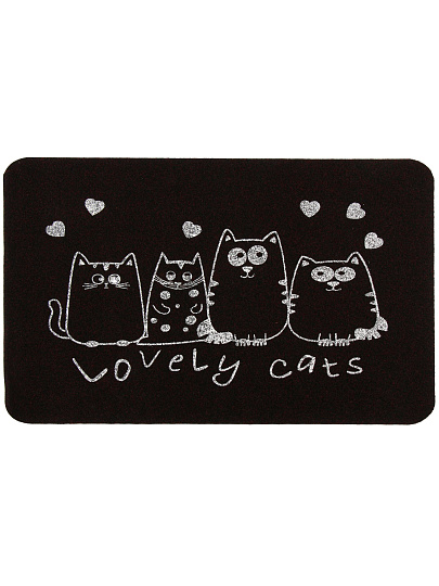 Коврик влаговпитывающий, 50х80 см, прямоугольный, резина, полиэстер, черный, Четыре кота, ComeForte, TCLR/W-1904
