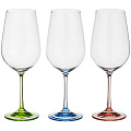 Бокал для вина, 350 мл, стекло, 6 шт, Bohemia, Виола, цветные ножки, 40729/D2222/350 - фото 2