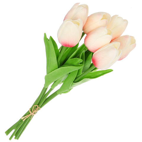 Цветок искусственный декоративный Тюльпан, 7шт., 33 см, бело-розовый, Y6-10416