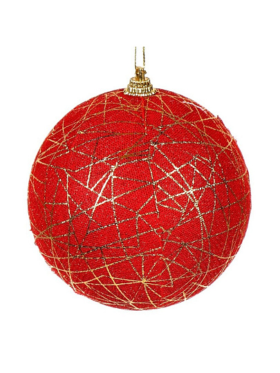 Елочный шар красно-золотой, 10 см, SYPMQF-1122022