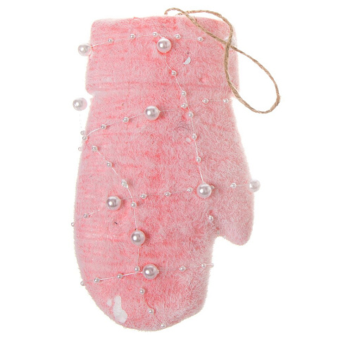 Елочное украшение Варежка, розовое, 8х15 см, текстиль, SYPM-1219160