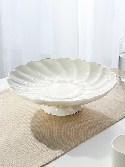 Ваза для фруктов, фарфор, на ножке, 30.5 см, Bonjart, Золотая линия, ТМ Глория, 202483