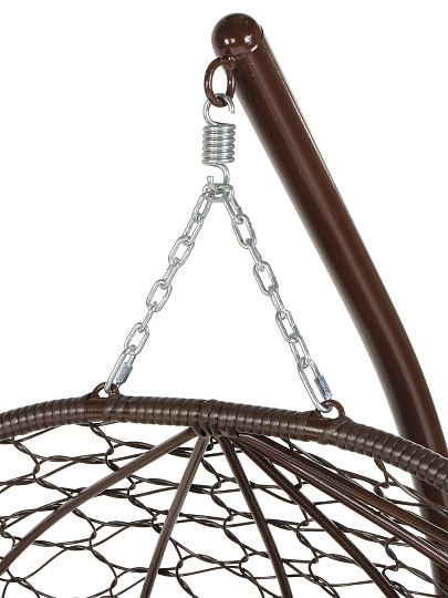 Подвесное кресло Кокон, 2-местное, 193х126х73 см, 160 кг, коричневое, ротанг, подушка коричневая, 11450205