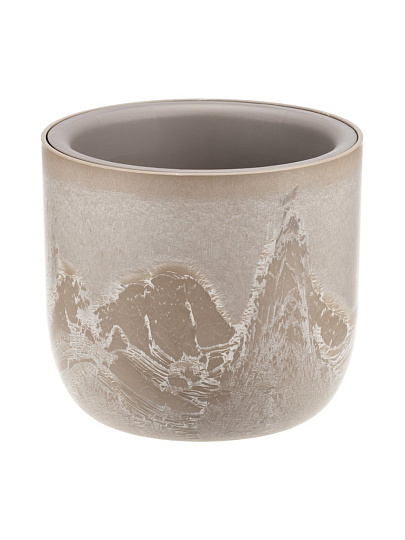 Кашпо пластик, 1.9 л, 18х18х16.5 см, универсальное, со вставкой, бежевый слайн, Idea, Микрит, М 3265