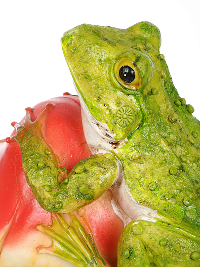 Фигурка садовая декоративная Лягушка с грибочком, 25х20х28 см, полистоун, Y4-11214