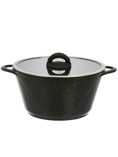 Кастрюля алюминий, антипригарное покрытие, 5 л, крышка стекло, Гурман, Eclipse, ГМк503ЭКИ, индукция