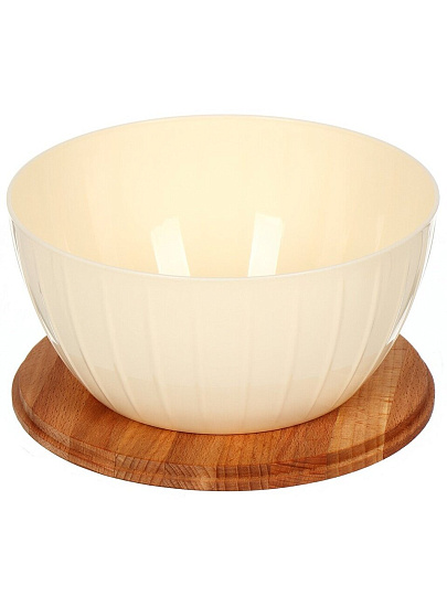 Салатник пластик, круглый, 10.8 см, 2.8 л, с крышкой, Cardamom, Sugar&amp;Spice, SE106011996, бежевый